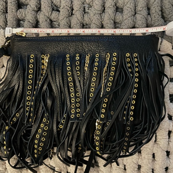 NWOT Banana Republic Black and Gold studded fringe clutch/wristlet bag 🖤 - Picture 5 of 7